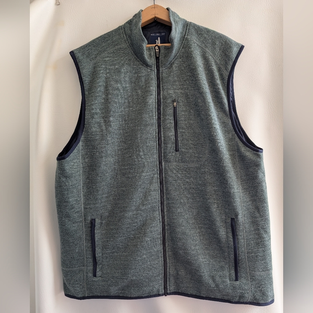 Johnnie-O Green Full Zip Lined Sleeveless Vest Zippered Pockets - XL
